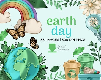 Earth Day Clipart: Save The Earth, Sustainability, Recycle Icons (PNG Download)