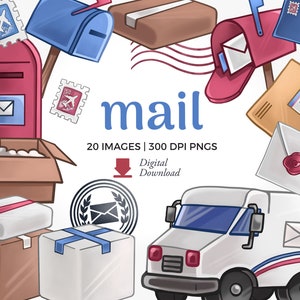 Mail Clipart illustrations | Post Office Clip Art Download | delivery graphics, letters and stamps, package png, commercial use png clip art