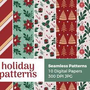 Weihnachten Digital Paper Pack: Urlaub nahtlose Muster (12 x 12 in JPG-Dateien)