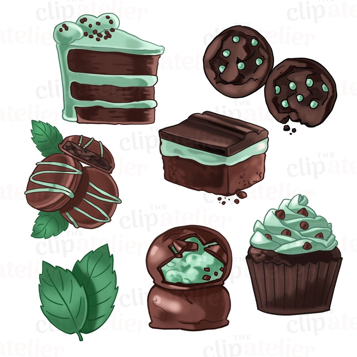Mint Chocolate Dessert Clipart Chocolate Cake Png Instant Download Mint ...