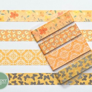 Washi-voorbeeldkaart | Oranje bloemen en vlinders | Zomerse washi | Zilverfolie-elementen