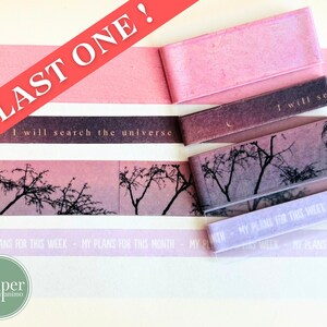 Washi-voorbeeldkaart | Ik zal het heelal doorzoeken | Weekplanner | Maandplanner | roze lucht | bomen | spirituele dagboeken