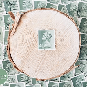 francobollo postale / serie o fascio / verde oliva / 3 1/2p Regina Elisabetta Gran Bretagna / anni '70 / francobolli postali d'epoca annullati britannici