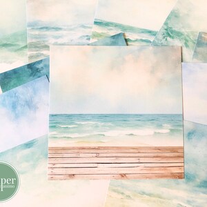 Carta per scrapbooking / Vista oceano / 15 x 15 cm / Set di carta / 12 fogli / 12 disegni / Carta artigianale / Amante dell'oceano / Onde