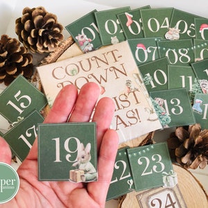 Schattige aftelkaarten voor kerst | Ambachtelijk papier journaling | Kartonnen ephemeraset | Plakboeken | DIY adventskalender | Decoratie: