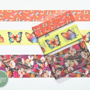 Scheda campione Washi / Farfalle e fiori / Washi estivo / Fiori illustrati / Washi largo