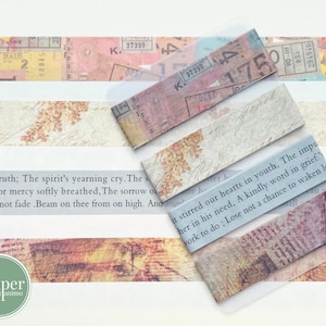 Washi-voorbeeldkaart | Vintage papierthema | Vintage bloemen | Vintage krant | Vintage schrift | Vintage lettertype