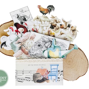 kit di diario sulla vita in fattoria / ritagli misti / set di diario / scrapbooking / posta ordinaria / carte effimere / fattoria / famiglia / animali da fienile