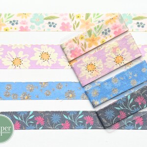 Washi-voorbeeldkaart | Zomerbloemen | Gebloemde washi | Gekleurde bladeren | Natuur | Folie-elementen