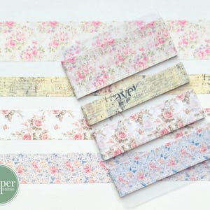 Washi-voorbeeldkaart | kleine vintage rozen | reizen | vintage behang | bloemen | roze | bloemen | reizen
