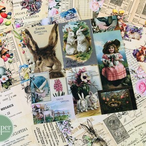 Papel para Scrapbooking / Vintage Easter / 15 x 15 cm / Set de papel / 12 hojas / 12 diseños / Conejito de Pascua / Vacaciones de Pascua / Huevos de Pascua / Retro