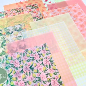 Set di carta velina / A5 / Agrumi estivi / Carta per scrapbooking / Carta per diario / Set di carta / 12 fogli / 12 disegni / Carta artigianale