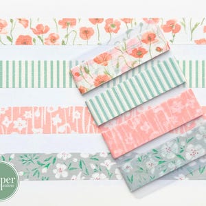Washi-voorbeeldkaart | Klaprozen | Gebloemde washi | Bloemen | Groen | Klassieke strepen | Klassieke bloemen | Kikusui | Japanse wassing