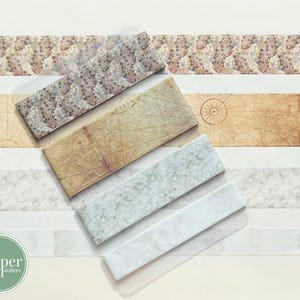 Washi-voorbeeldkaart | zeereiskaart | reizen | vintage | beige | grijs | zwart-wit | marmer | geometrisch