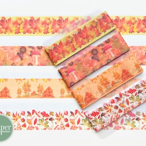 Washi-voorbeeldkaart | Herfstvibes | Herfst | Rode bladeren | Bossen | Champignons | Schimmels | Zonnebloemen | Gekleurde bladeren