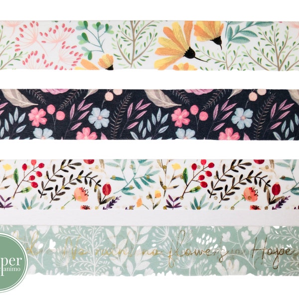 Washi Sample Card | Flowers & Foliage | Floral Washi | Leaves Flowers Gold Foil | Spring | Summer