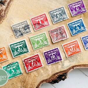 Lot de timbres néerlandais vintage colorés Années 40 Pays-Bas 1/2 2 2 3 4 5 7 10 17 20 centimes Pays-Bas Timbres-poste oblitérés néerlandais ailes image 8