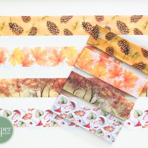 Washi-voorbeeldkaart | Bossen | Bos | Herfst | Herfst | Bladeren | Champignons | Schimmels | Dennenappels | Esdoornbladeren