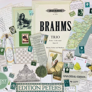 Kit di journaling a tema verde / ritagli misti / set di journaling / scrapbooking / posta ordinaria / carte effimere / carta vintage