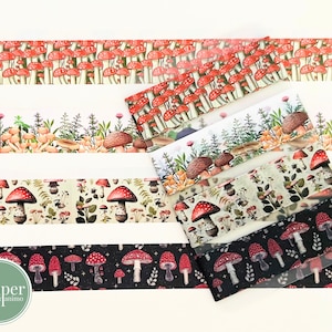 Washi-voorbeeldkaart | Champignons | Schimmels | Bossen | Paddenstoel | Amanitamuscaria | Vintage illustratie | Flora en fauna