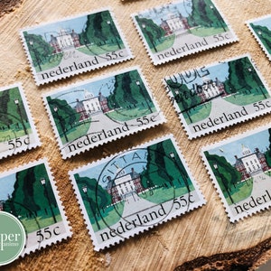 francobollo postale / set di 10 / francobolli d'epoca annullati / 55ct / Nederland / 1981 / Palazzo Reale / Paleis Huis ten Bosch / Mansion in Park