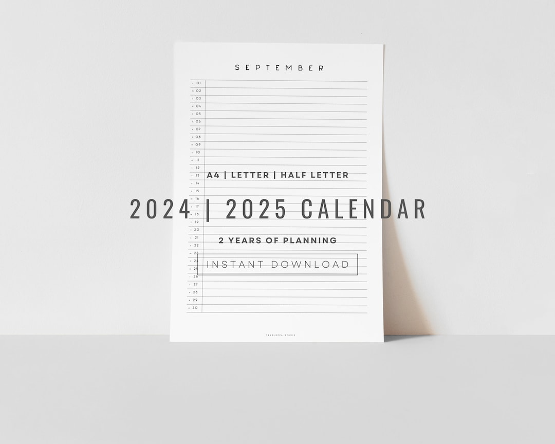 2024 & 2025 Minimalist Calendar Perpetual Calendar Instant Etsy