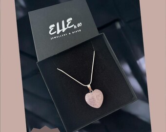Stunning Rose Quartz Heart Pendant necklace Gift idea, Birthday, XMAS, Christmas, Crystal Lovers. Boxed