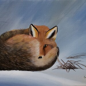 Winter Fox Original 9&quot;x12&quot; Acrylic Painting