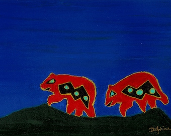 Bear Art Print - Mukwa Series - "Mukwa Pacing" - Giclee or Canvas Print - Unframed - 5x7, 8x10, 11x14, 16x20