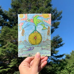 Cartes de vœux - Ensemble de 5 ou 10 - « Fish On A Bicycle » - Œuvres d’art autochtones - 4x6 - Enveloppes incluses