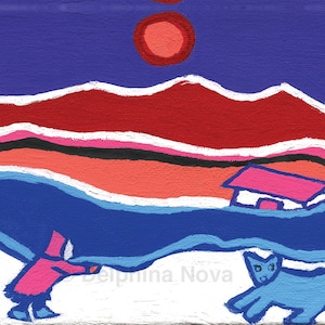 Northern Reflections Series Art Print - &quot;Girl with Companion’&quot; - Giclee, Archival, Canvas Print - Unframed - 5x7, 8x10, 11x14, 16x20