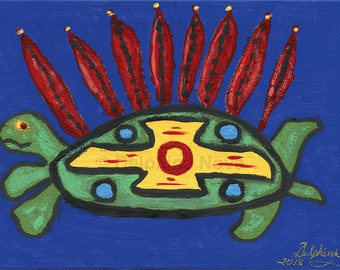 Turtle Art Print - "8th Fire" - Giclee, Archival, Canvas Print - Unframed - 5x7, 8x10, 11x14, 16x20