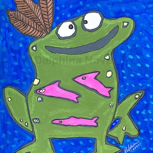 Frog Dreaming Art Print - Giclee of Canvas Print - Niet ingelijst - 5x7, 8x10, 11x14, 16x20