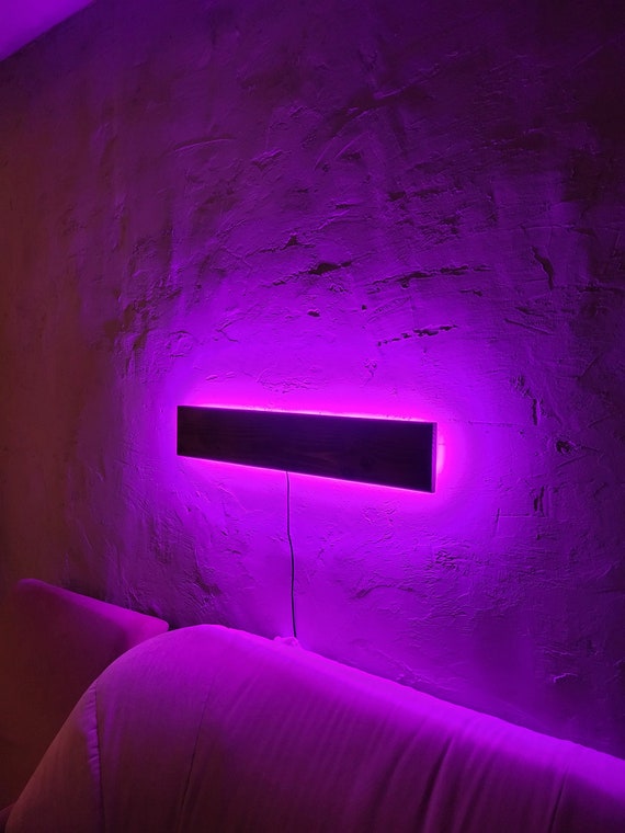 Wall Sconce Purple Led Wooden Wall Lamp Plug in Wall Sconce Led