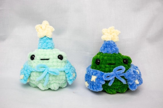 Crochet Mini Wizard Frog Plushie Handmade Magical Froggy Plush Toy Toad