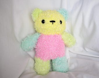 Crochet Patchwork Teddy Bear: Handmade Fluffy Plush