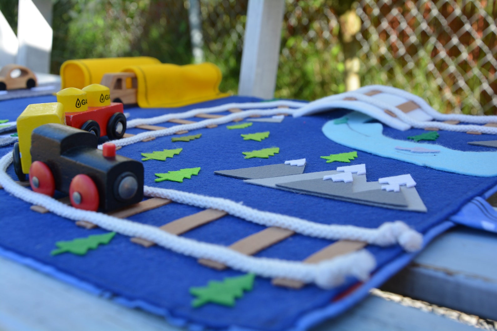 Fold Up Felt Car Mat Car Rug Train Play mat Train Track Etsy