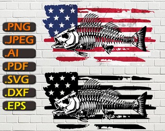 Download Fishing Usa Flag Svg Etsy