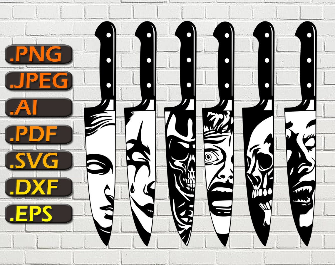 Horror characters in knives svg Victim in knive SVG Skull | Etsy