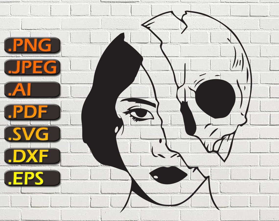 Skull Half Woman Svg Woman Skull Svg Half Woman Half Skull Etsy UK