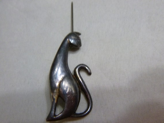 Vintage Jaline sterling 925 cat brooch pin - image 5