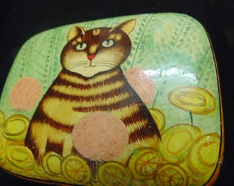 Details about   Kashmir Hand Painted Cat Trinket Box
