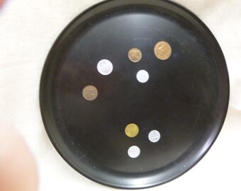 Couroc black round tray with embedded coins