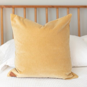 Cassidy Throw Pillow, Mustard Velvet image 1