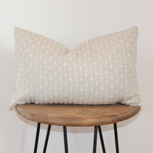 Mila Throw Pillow, Natural with White Dot image 4