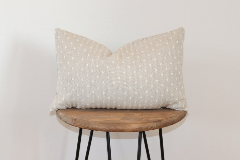 Mila Throw Pillow, Natural with White Dot image 4