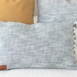 April Throw Pillow, Blue Textured Woven image 4