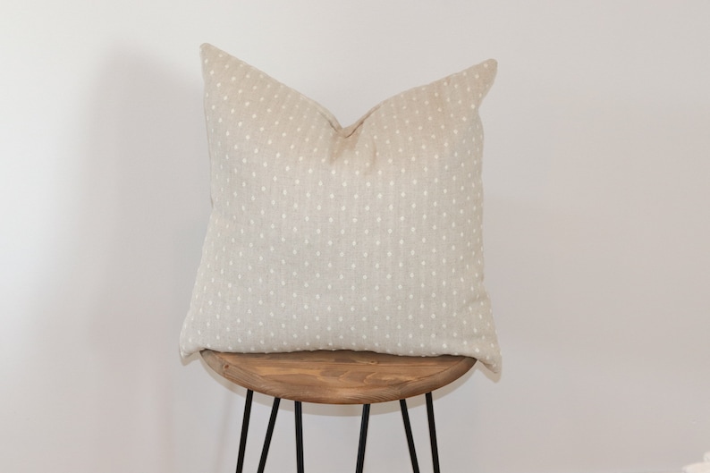 Mila Throw Pillow, Natural with White Dot image 2