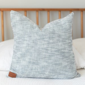 April Throw Pillow, Blue Textured Woven image 6