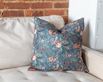 Claire Throw Pillow, Navy Floral